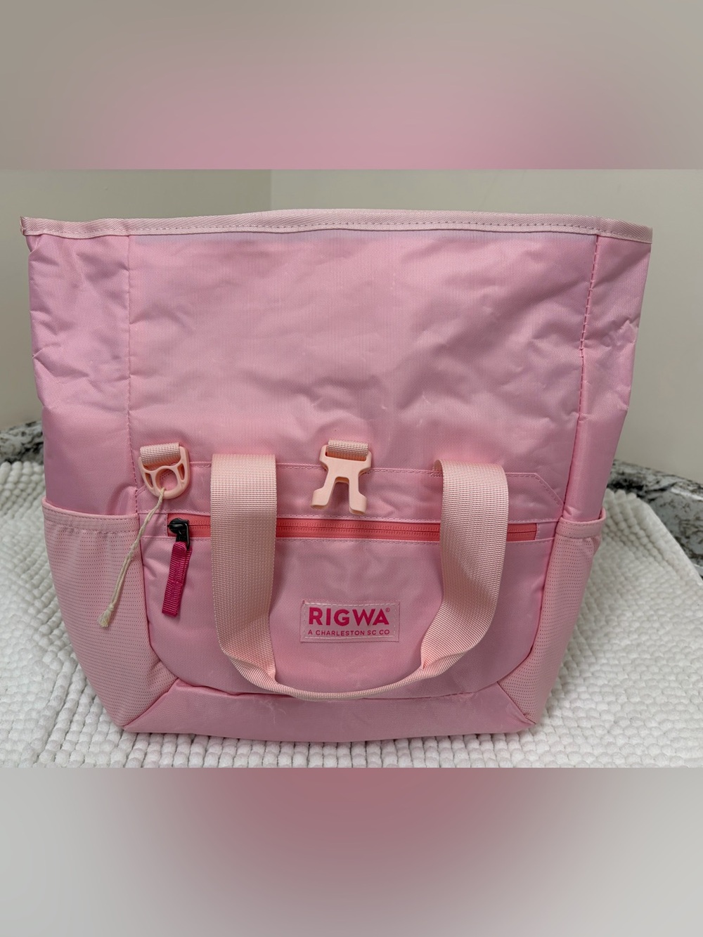 Pink Everyday Tote with Front Zip Pocket